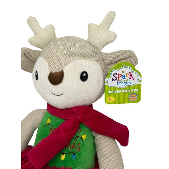 NWT Spark Create Imagine Soft Reindeer Plush Baby Toy 0+ Merry Christmas Dress - Picture 3 of 5
